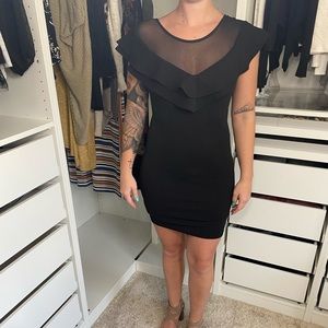 Ruffled black mini dress